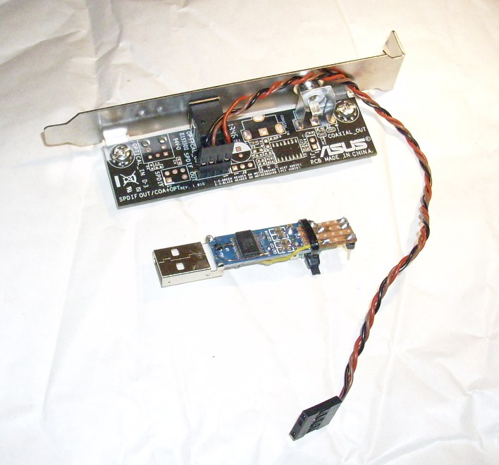 USB PCM2704 adaptor and Asus S/PDIF output backplate